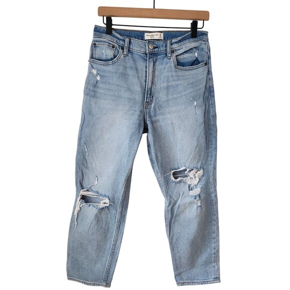 Abercrombie & Fitch The Mom High Rise Jeans Light Wash Distressed Women's 28 - Picture 1 of 7